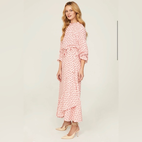 Hill House Home Pink Posy 2pc Set: Millie Top + Mirabel Wrap Skirt Floral Ruffle - Picture 2 of 12